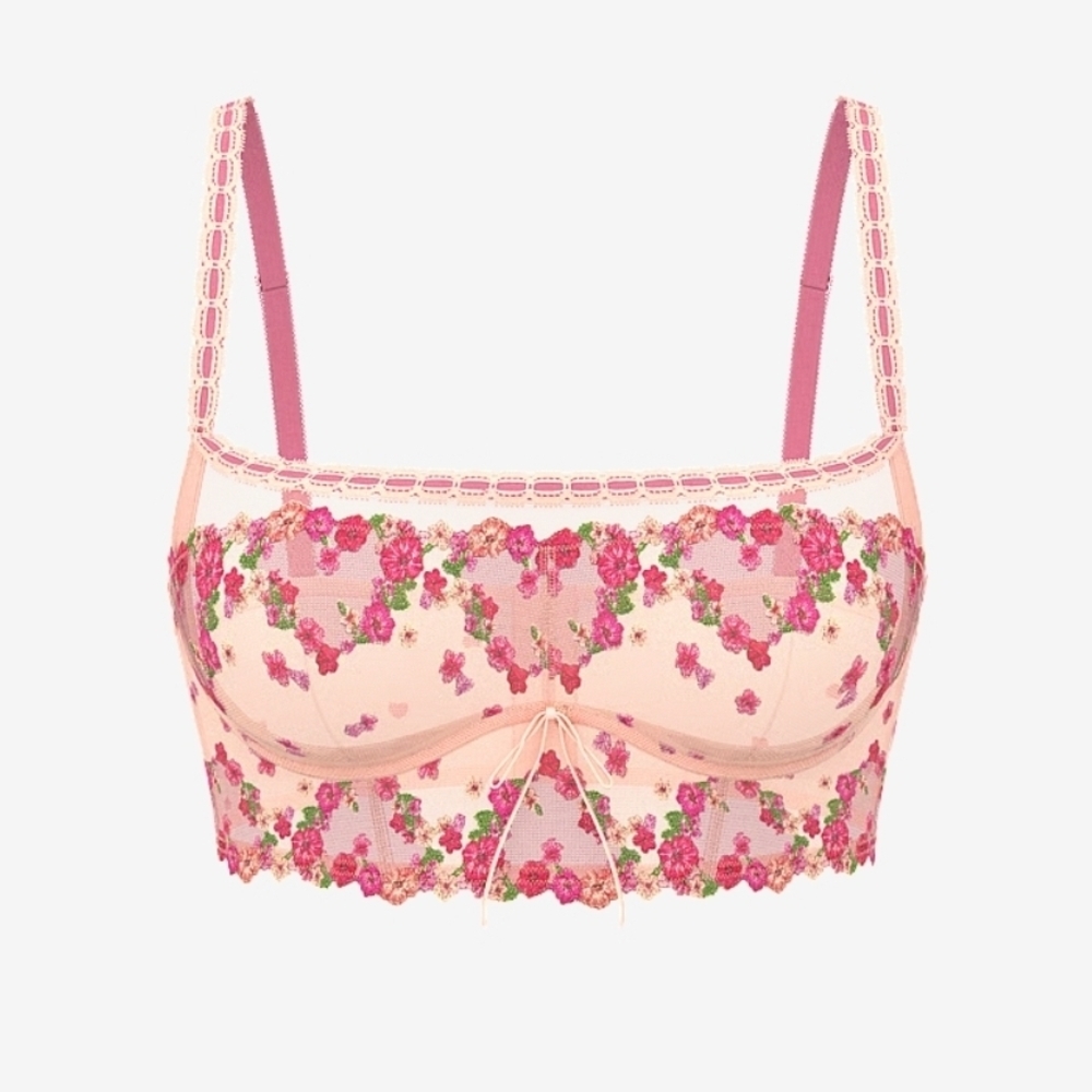 Victoria's Secret Pink Floral Embroidered Longline Bralette